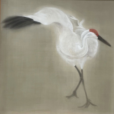 《鹤舞兮雪方霁》赵芳120cm×120cm中国画_副本